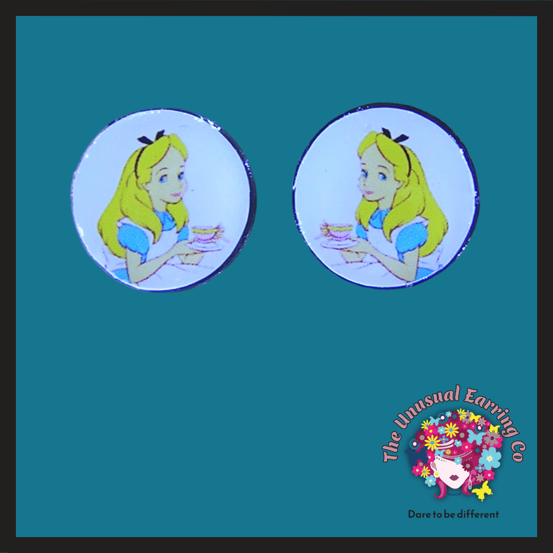 thumbnail image 2 of Alice In Wonderland Rabbit Round Earrings - Stainless Steel Inspired Jewelry For Women 2 of 13